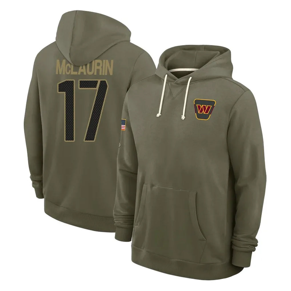 Pkot W.Commanders #17 Terry Mclaurin Player Olive Salute to Service Pullover Hoodies Limited Home Stitched Jerseys