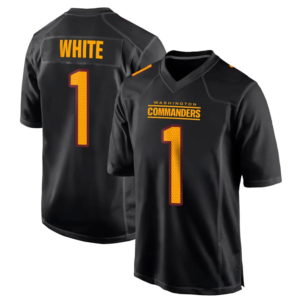 Pkot W.Commanders #1 Rachaad White Player Black Carbon Fashion Home Game Stitched Jerseys