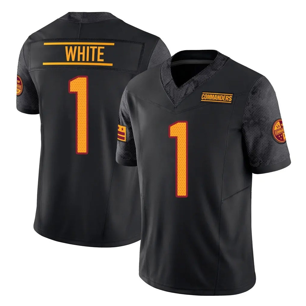 Pkot W.Commanders #1 Rachaad White Player Black Limited Vapor F.U.S.E. Home Game Stitched Jerseys