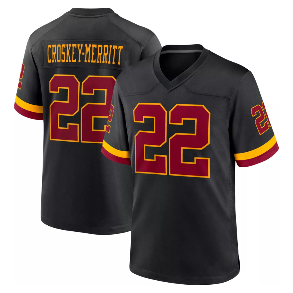 Pkot W.Commanders #22 Jacory Croskey-Merritt Player Black Limited Home Game Stitched Jerseys
