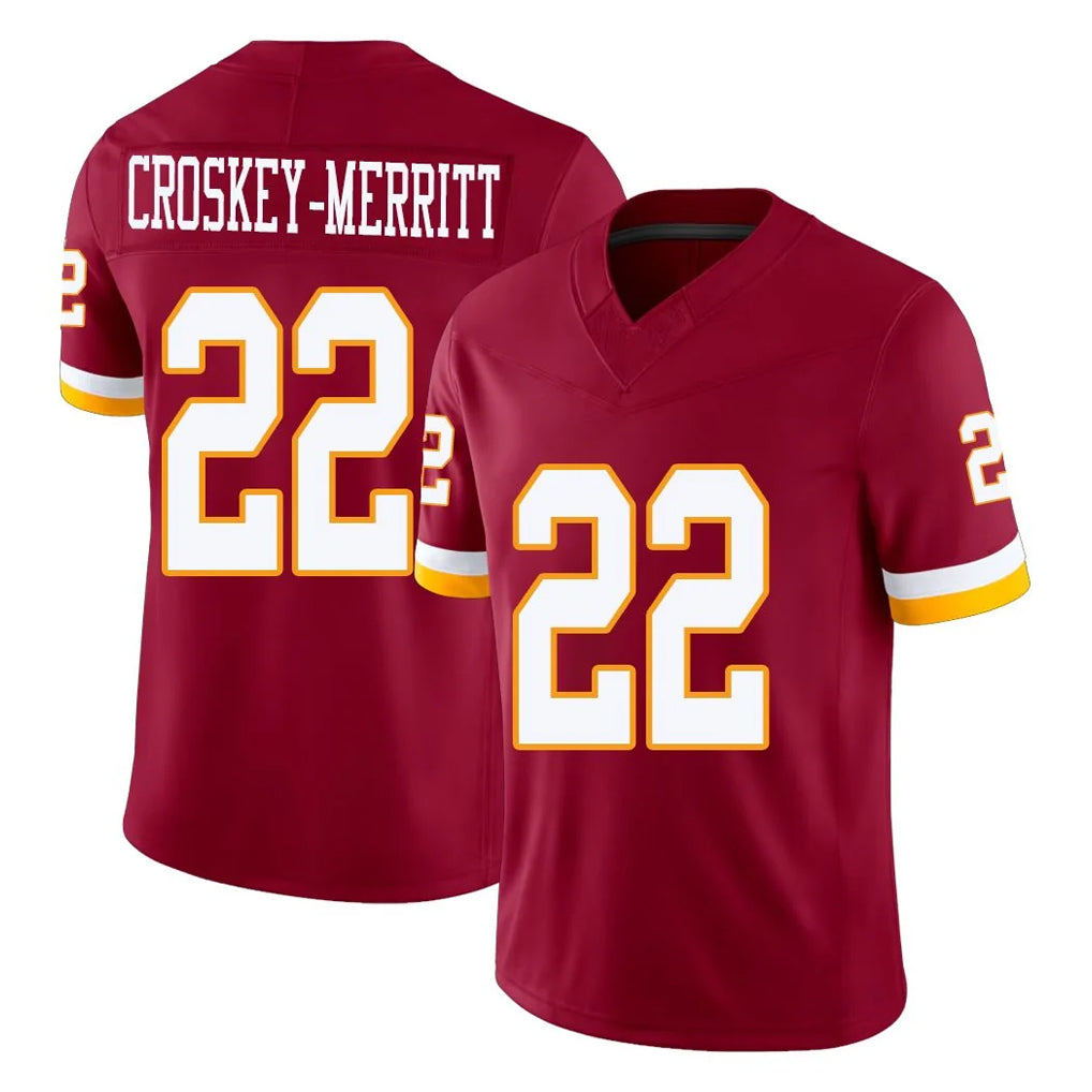 Pkot W.Commanders #22 Jacory Croskey-Merritt Player Burgundy Limited Team Vapor F.U.S.E. Home Game Stitched Jerseys