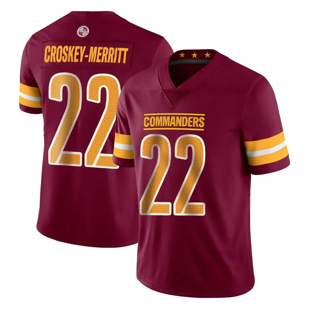 Pkot W.Commanders #22 Jacory Croskey-Merritt Player Burgundy Limited Vapor Home Game Stitched Jerseys