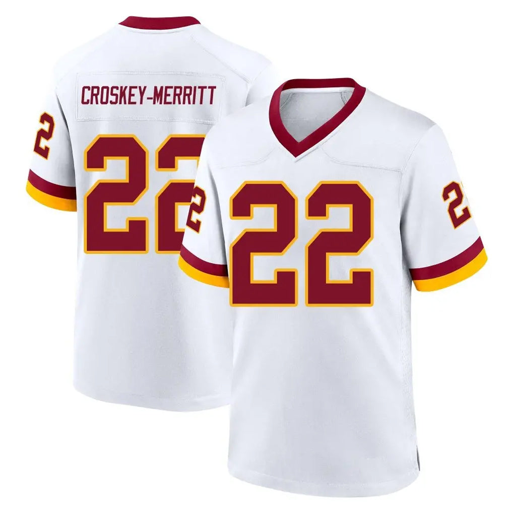 Pkot W.Commanders #22 Jacory Croskey-Merritt Player White Home Game Stitched Jerseys