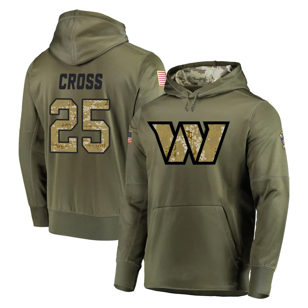 Pkot W.Commanders #25 Nick Cross Player Olive Salute to Service Pullover Hoodie Limited Home Game Stitched Jerseys