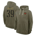 Pkot W.Commanders #39 Jeremy Reaves Player Olive Salute to Service Pullover Hoodies Limited Home Stitched Jerseys