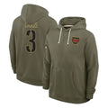 Pkot W.Commanders #3 Stefon Diggs Player Olive Salute to Service Pullover Hoodies Limited Home Stitched Jerseys