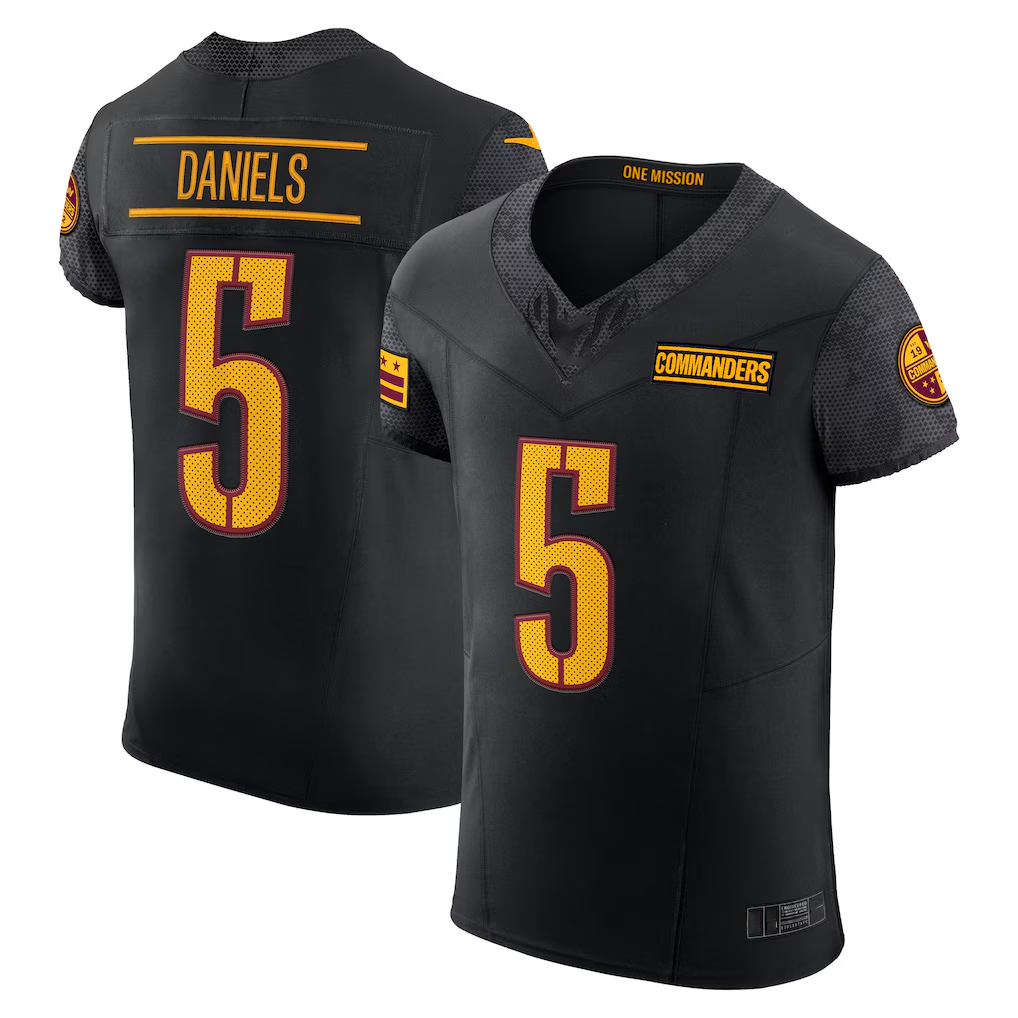 Pkot Pkot W.Commanders #5 Jayden Daniels Black Alternate Vapor F.U.S.E. Elite Stitched Jerseys