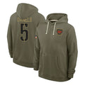 Pkot W.Commanders #5 Jayden Daniels Player Olive Salute to Service Pullover Hoodies Limited Home Stitched Jerseys