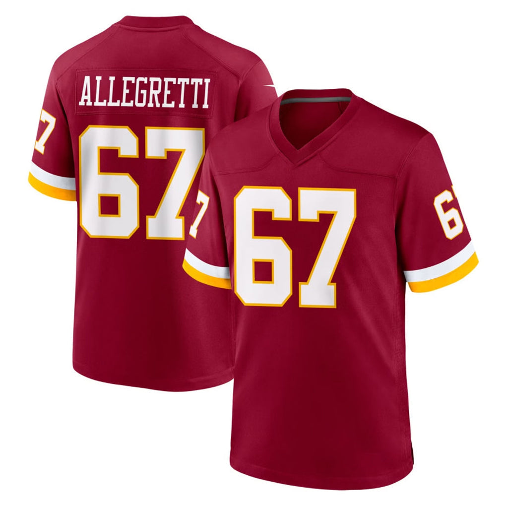 Pkot W.Commanders #67 Nick Allegretti Player Burgundy Game Home Stitched Jerseys