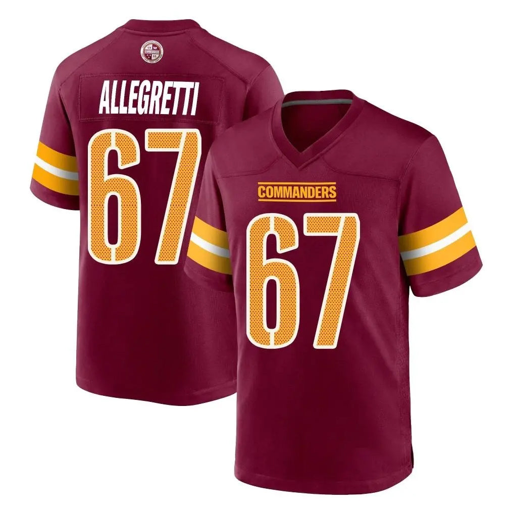 Pkot W.Commanders #67 Nick Allegretti Player Burgundy Home Game Stitched Jerseys