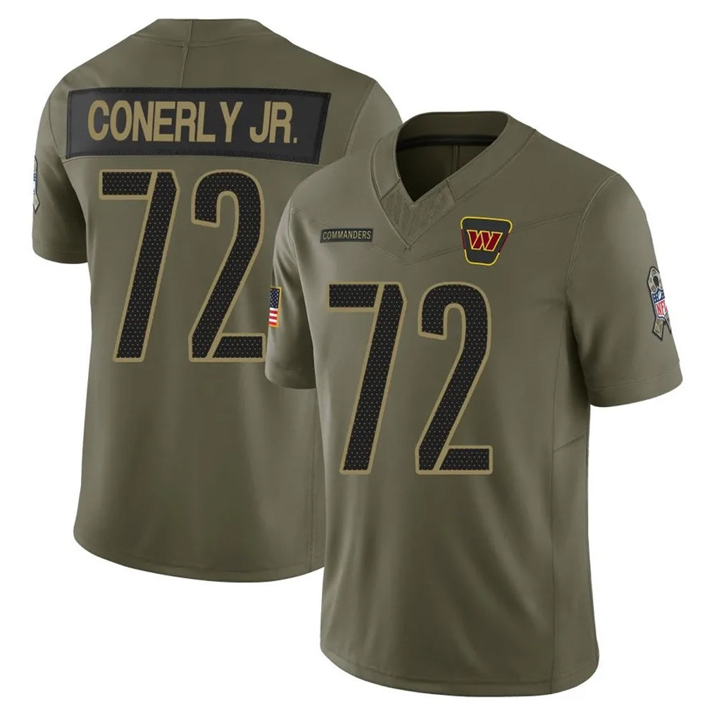 Pkot W.Commanders #72 Josh Conerly Jr. Player Olive 2025 Salute To Service Limited Home Game Stitched Jerseys