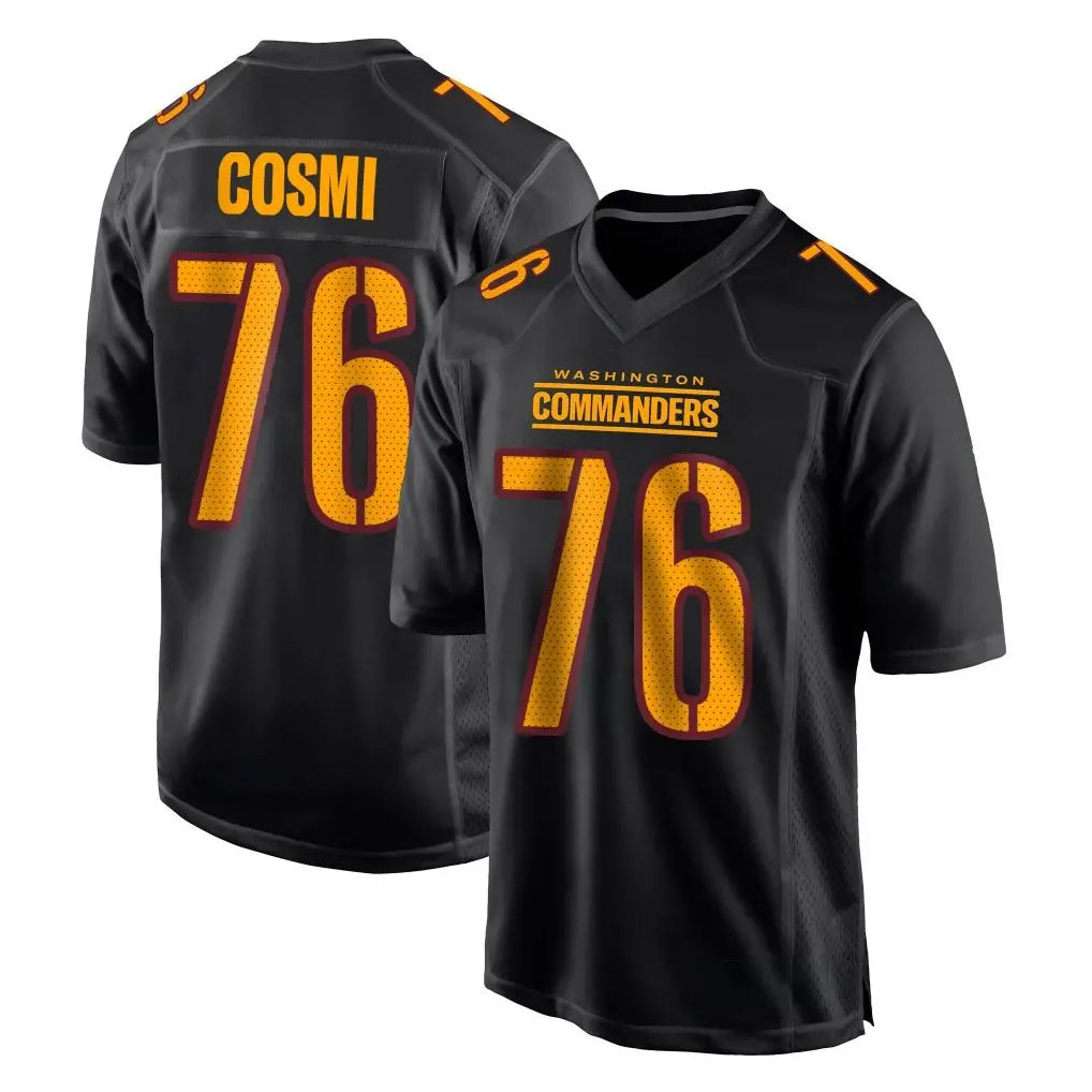 Pkot W.Commanders #76 Sam Cosmi Player Black Carbon Fashion Home Game Stitched Jerseys