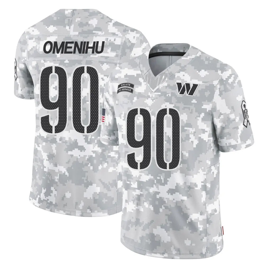 Pkot W.Commanders #90 Charles Omenihu Player Arctic Camo Limited Salute To Service Home Game Stitched Jerseys