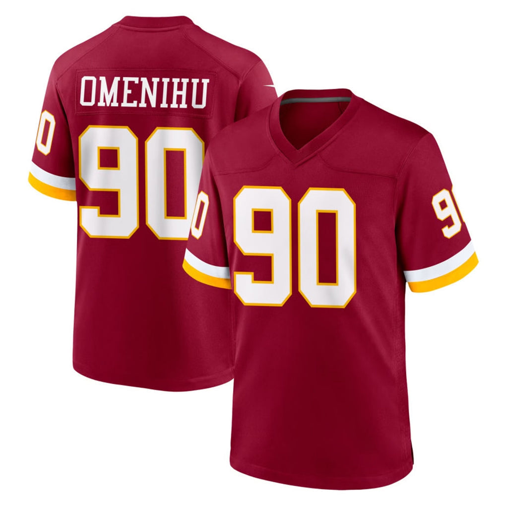 Pkot W.Commanders #90 Charles Omenihu Player Burgundy Game Home Stitched Jerseys