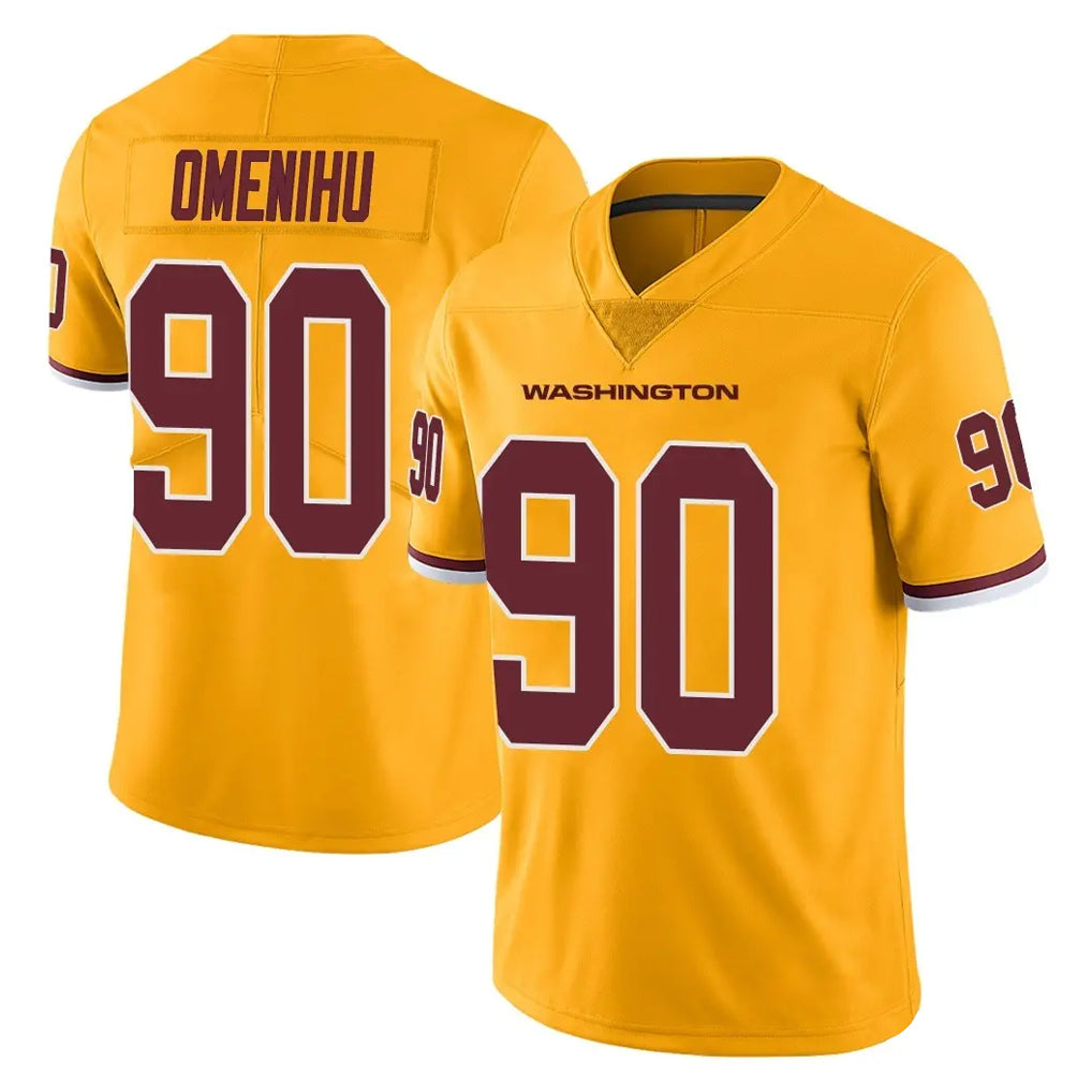 Pkot W.Commanders #90 Charles Omenihu Player Gold Limited Color Rush Home Game Stitched Jerseys