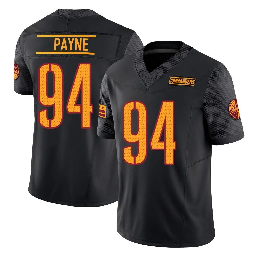 Pkot W.Commanders #94 Daron Payne Player Black Limited Vapor F.U.S.E. Home Game Stitched Jerseys