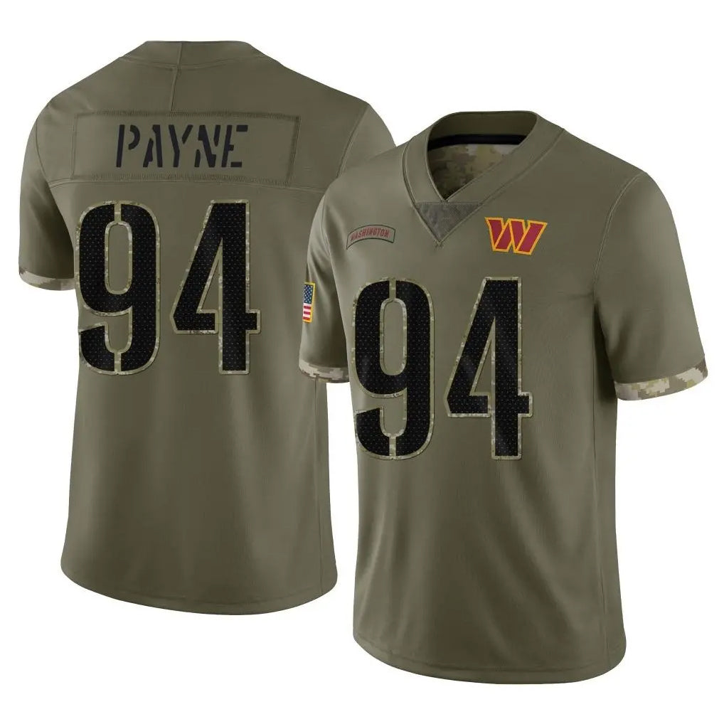 Pkot W.Commanders #94 Daron Payne Player Olive Salute To Service Limited Home Game Stitched Jerseys