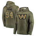 Pkot W.Commanders #94 Daron Payne Player Olive Salute to Service Pullover Hoodie Limited Home Game Stitched Jerseys