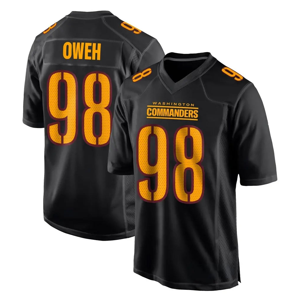 Pkot W.Commanders #98 Odafe Oweh Player Black Carbon Fashion Home Game Stitched Jerseys