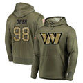 Pkot W.Commanders #98 Odafe Oweh Player Olive Salute to Service Pullover Hoodie Limited Home Game Stitched Jerseys