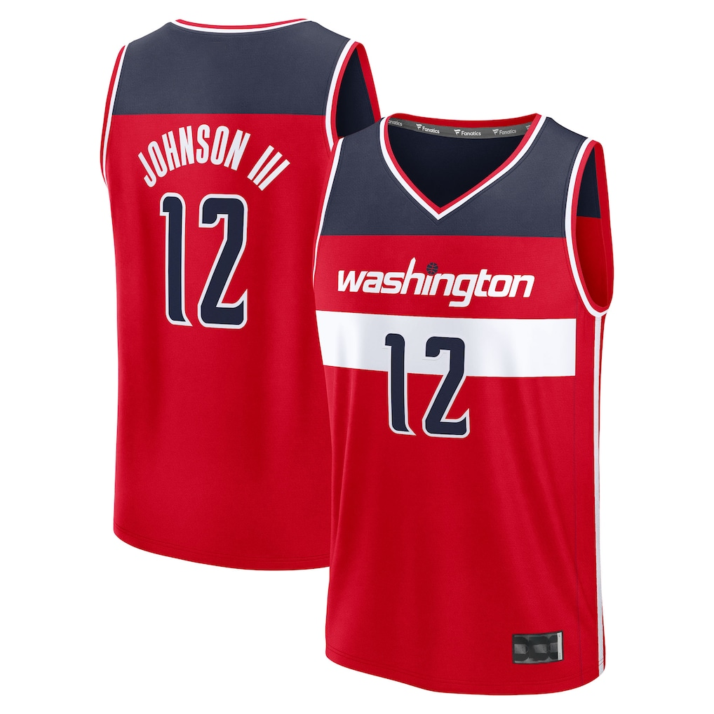 Pkot W.Wizards #12 Tre Johnson III Red 2025  Draft First Round Pick Fast Break Replica Jerseys - Icon Edition