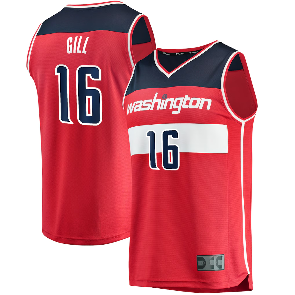 Pkot W.Wizards #16 Anthony Gill  Red Fast Break Replica Jerseys - Icon Edition